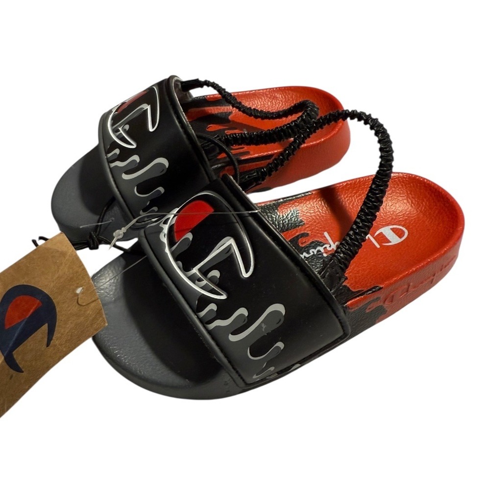Champion Kids Toddler Slides Sandals IPO Drip Scarlet Black Gray Size 8 NWT - Picture 3 of 3